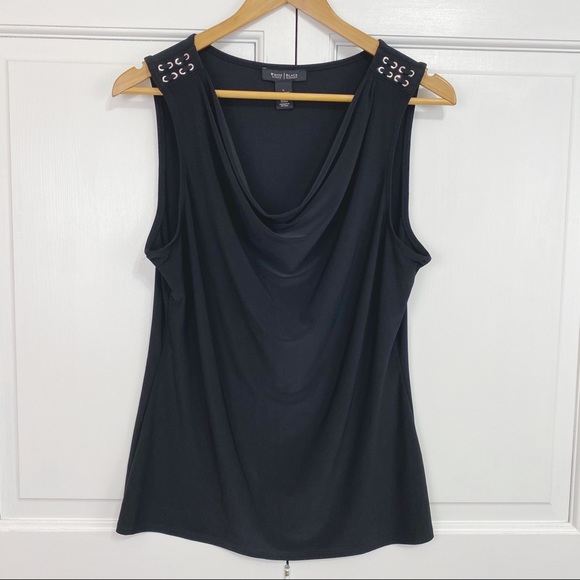 Black Drape Neck Tank - Picture 3 of 4